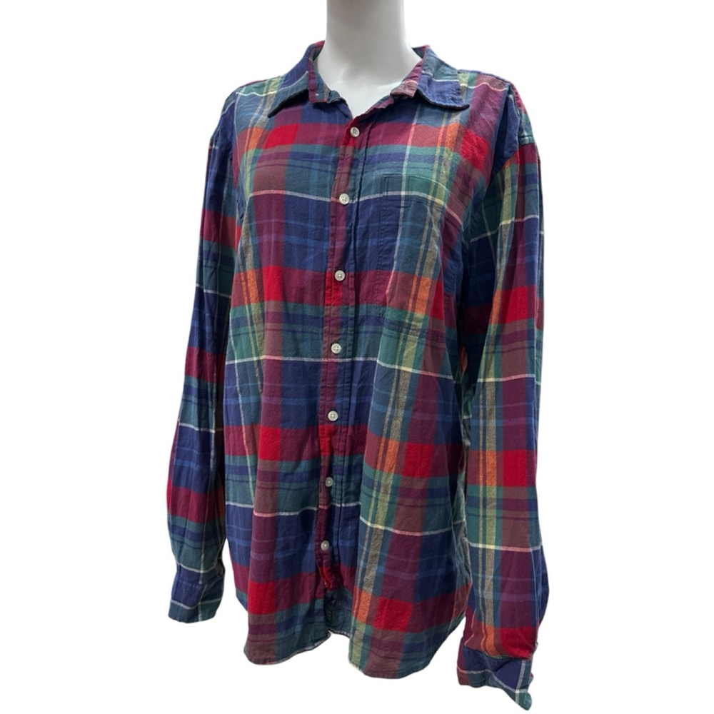 Gap Plaid Button Down Shirt XL Blue Red - Picture 8 of 9